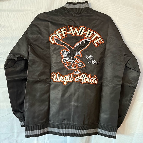 Off-White C/O Virgil Abloh Embroidered Varsity Jacket In Black. - Picture 7 of 8